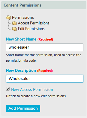 Creating a Wholesaler Permission